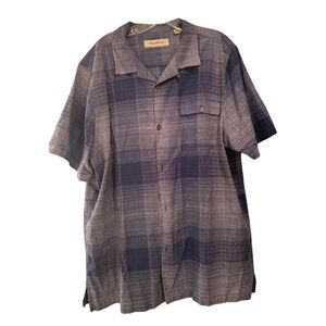 NWOT Tommy Bahama Navy and Gray Plaid Button Down Shirt
